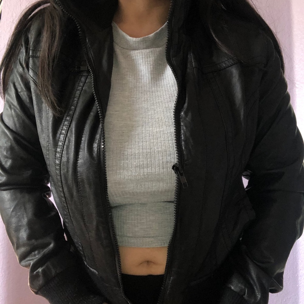Xhilaration Black Comfortable Leather Jacket